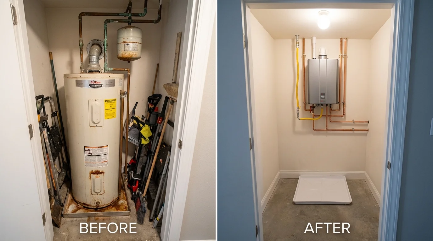 Tank water heater versus wall-mounted tankless unit comparison for Hansen, ID homeowners